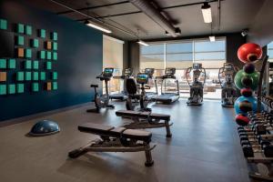 a gym with several tread machines in a room at Residence Inn by Marriott Redwood City San Carlos in San Carlos