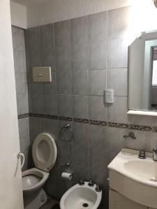 a small bathroom with a toilet and a sink at Amplio, luminoso y centrico dep. 3 dorm in Concordia