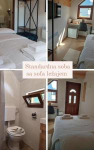 a collage of photos of a bedroom and a room at Monte Pino Lux Apartments in Žabljak