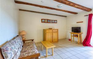 Castelnau-de-MandaillesにあるCozy Home In Castelnau D Mandailles With Kitchenのリビングルーム(ソファ、テレビ付)