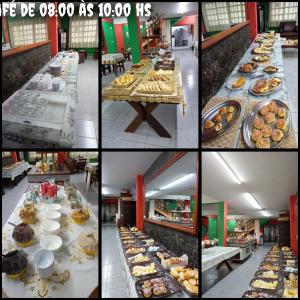 a collage of pictures of a table of food at Hotel Ciconha in São Lourenço