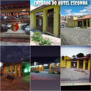 a collage of four pictures of a hotel at Hotel Ciconha in São Lourenço