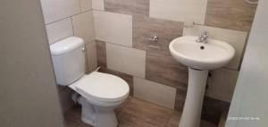 La salle de bains est pourvue de toilettes et d'un lavabo. dans l'établissement Capital On French Guest House, à Pietermaritzburg