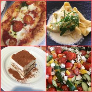 four different pictures of different types of food at Steinerhaus Berggasthof in Gröbming