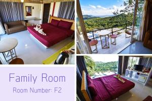 a collage of pictures of a family room with a room number at ภูนางฟ้า Angel Hill in Ban Khlong Phai