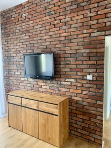 Televízia a/alebo spoločenská miestnosť v ubytovaní Apartament Pod Haffnerem