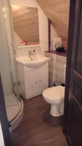 a bathroom with a sink and a toilet at Chalet Etxola in Ens