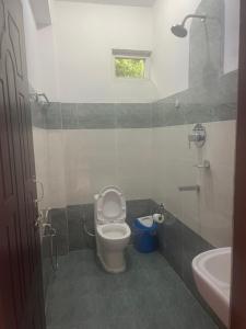 un baño con inodoro y lavabo en Himalaya Serene View Guest House & Farm Stay, en Deorāli