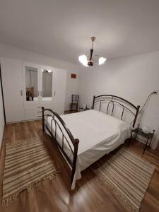 1 dormitorio con 1 cama y 2 alfombras en Casa Irma en Žminj