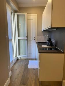 cocina con encimera, fregadero y ventana en Maison Regina, en Turín 5 fotos más