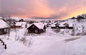 um grupo de casas cobertas de neve em Lovely Home In seral With House A Mountain View em Åseral