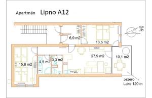 Půdorys ubytování Apartmán Lipno A12