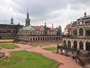 a view of the courtyard of a large building at FeWo am Zwinger in Dresden
