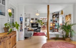 a living room with a couch and a tv at Gorgeous Home In Kbenhavn S With Kitchen in Copenhagen