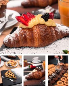 un collage de fotos de una pastelería con fruta. en B&B delle Arti en Crema