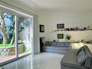 卡普里的住宿－Villa Olive，带沙发和大窗户的客厅