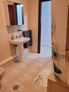 a bathroom with a sink and a shower at PIso de 3 habitaciones en centro de Miño in Miño