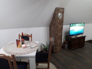 TV a/nebo společenská místnost v ubytování Čivova brvnara