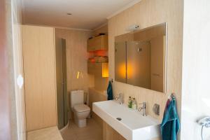 的住宿－Kaštieľ Pravenec，一间带水槽、卫生间和镜子的浴室