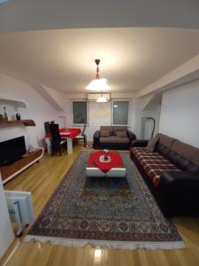 a living room with a couch and a table at Apartment JOANA Ohrid center in Ohrid