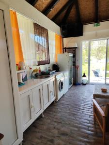 a kitchen with a refrigerator and a sink and a stove at Vikendica Rada in Loznica