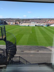 a view of a soccer field from the stands at Dickie's View in Scarborough
