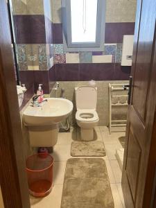 شقه ٣ غرف على البحر فى سبورتنج في الإسكندرية: حمام مع مرحاض ومغسلة