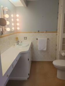 a bathroom with a sink and a toilet at Vinegar Hill Airbnb in Bridgetown