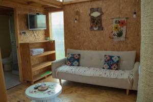 a living room with a couch and a table at Agroturismo mapuweñimen in San Fernando