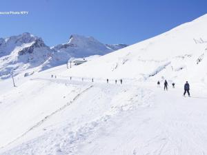 a group of people skiing down a snow covered mountain at Appartement Esquièze-Sère, 3 pièces, 7 personnes - FR-1-402-87 in Esquièze - Sère
