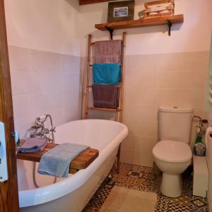 a bathroom with a tub and a toilet at La Longère d'Ecottes in Licques