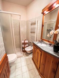 a bathroom with a toilet and a sink and a shower at Green Park Studio Courmayeur in Courmayeur