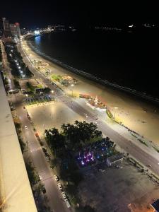 an aerial view of a beach at night at TMS in Quy Nhon