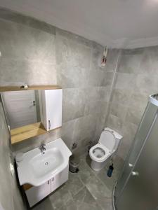 a bathroom with a white toilet and a sink at pH Hotel in Oludeniz