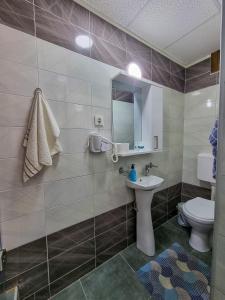 bagno con lavandino, servizi igienici e specchio di Gurman a Strumica