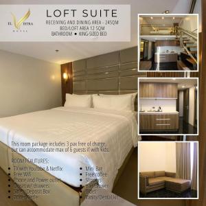 El Vistra Hotel Angeles في انجلس: مجموعة من الصور لغرفة فندق بها سرير