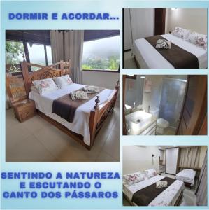 un collage de cuatro fotos de un dormitorio en Casa de campo em Bananeiras Cond.Águas da Serra en Bananeiras