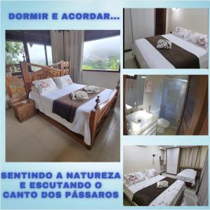 a collage of four pictures of a bedroom at Casa de campo em Bananeiras Cond.Águas da Serra in Bananeiras