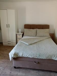 a bedroom with a large bed and a dresser at Studio Laura in Ičići