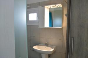 a bathroom with a sink and a mirror at Villa Greco in Vasiliká