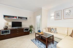a living room with a couch and a tv at Apartman Marina in Vrbnik