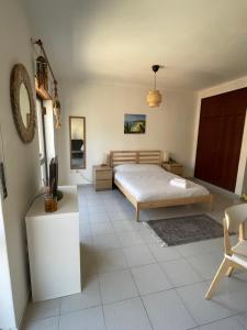 ein Schlafzimmer mit einem Bett und einem TV. in der Unterkunft Sol & Surf in Lourinhã