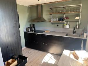 a kitchen with a sink and a counter top at Öja in Ystad