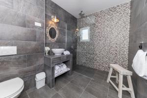 a bathroom with a toilet and a sink at Tilagus holiday villa - Nostromo in Žman +32 photos