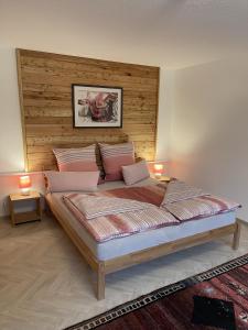 En eller flere senger på et rom på Ferienparadies Bodensee Fewo1
