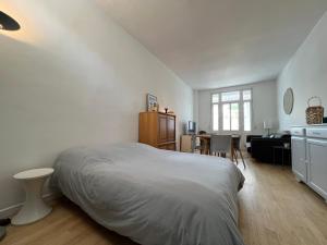 1 dormitorio con 1 cama y escritorio en una habitación en Petite maison de charme, en Le Touquet-Paris-Plage