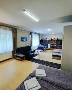 TV a/nebo společenská místnost v ubytování Árkád Apartmanház Szeged