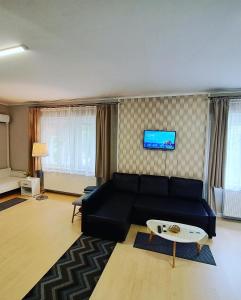 TV a/nebo společenská místnost v ubytování Árkád Apartmanház Szeged
