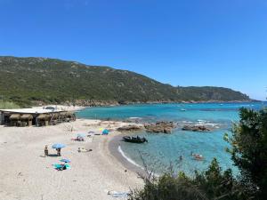 una spiaggia con persone e ombrelloni in acqua di CORSICA NATURA #1 a Coti-Chiavari Altre 12 foto