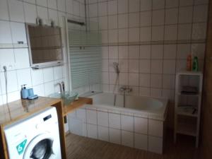 Kúpeľňa v ubytovaní Apartmán v dřevěném domě